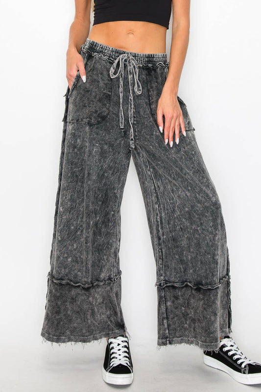Mandy Mineral Washed Wide Leg Pants
