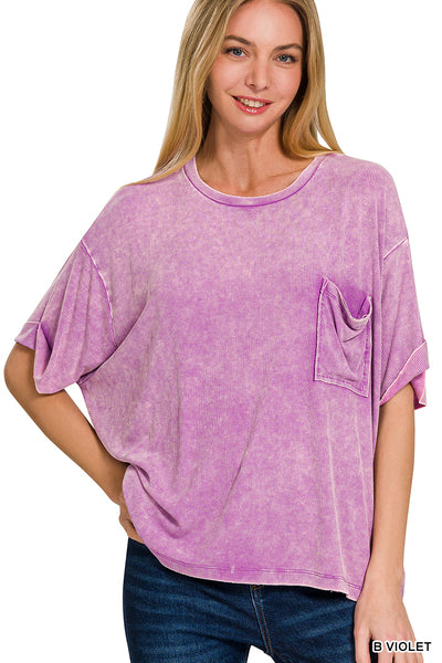 Mineral Washed Ribbed Top