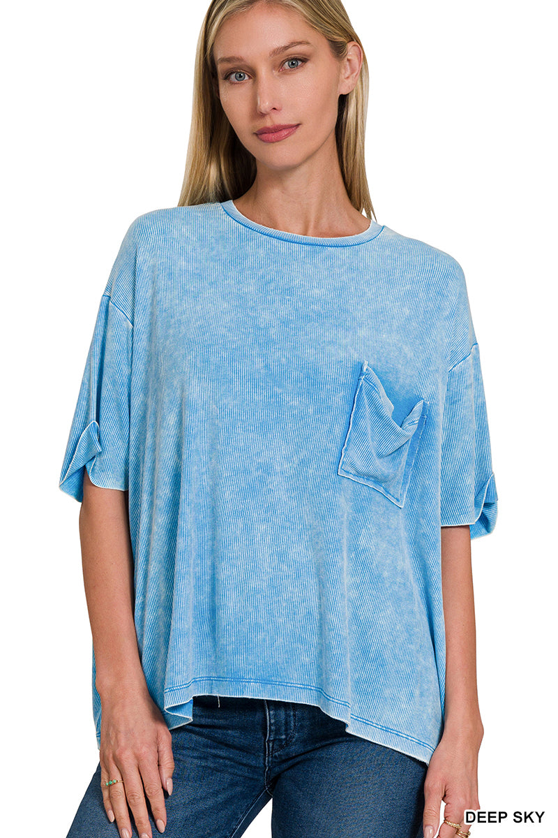 Mineral Washed Ribbed Top