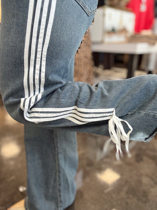 Ribbon Trim Denim Jeans