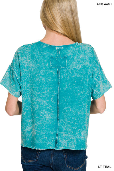 Mineral Washed Crew Neck Top