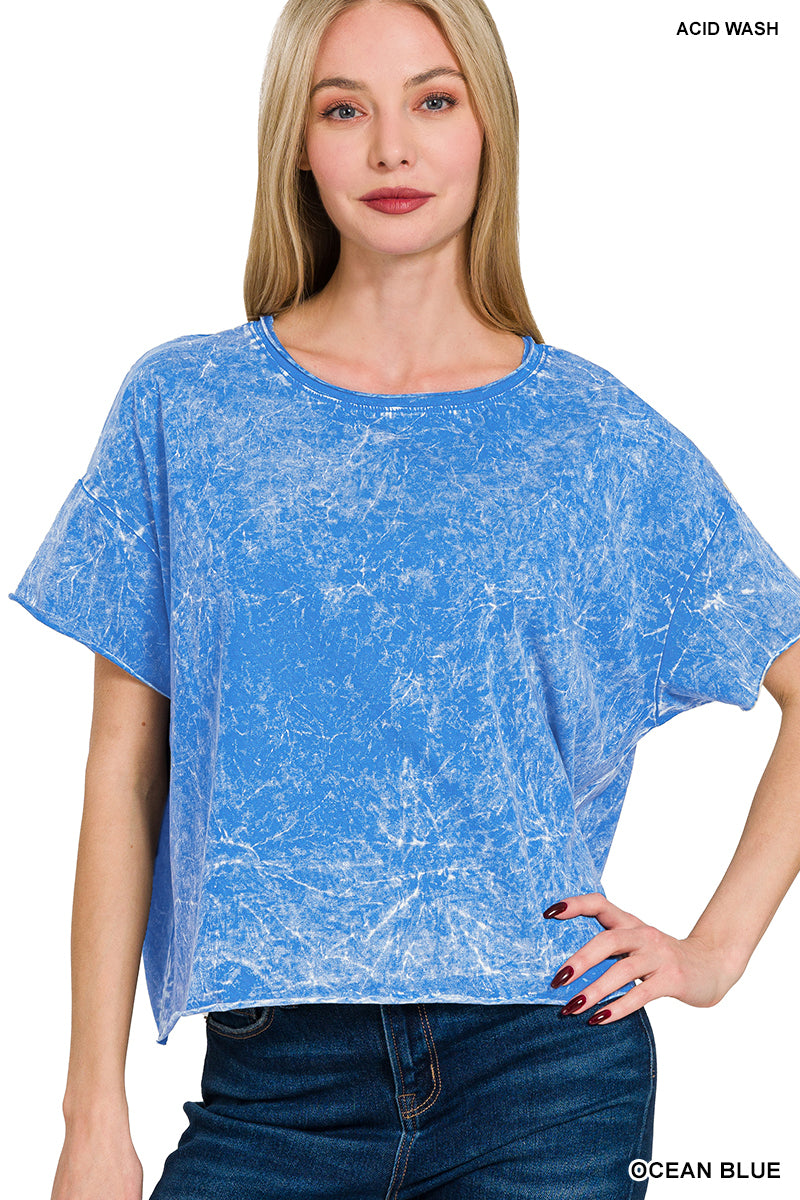Mineral Washed Crew Neck Top