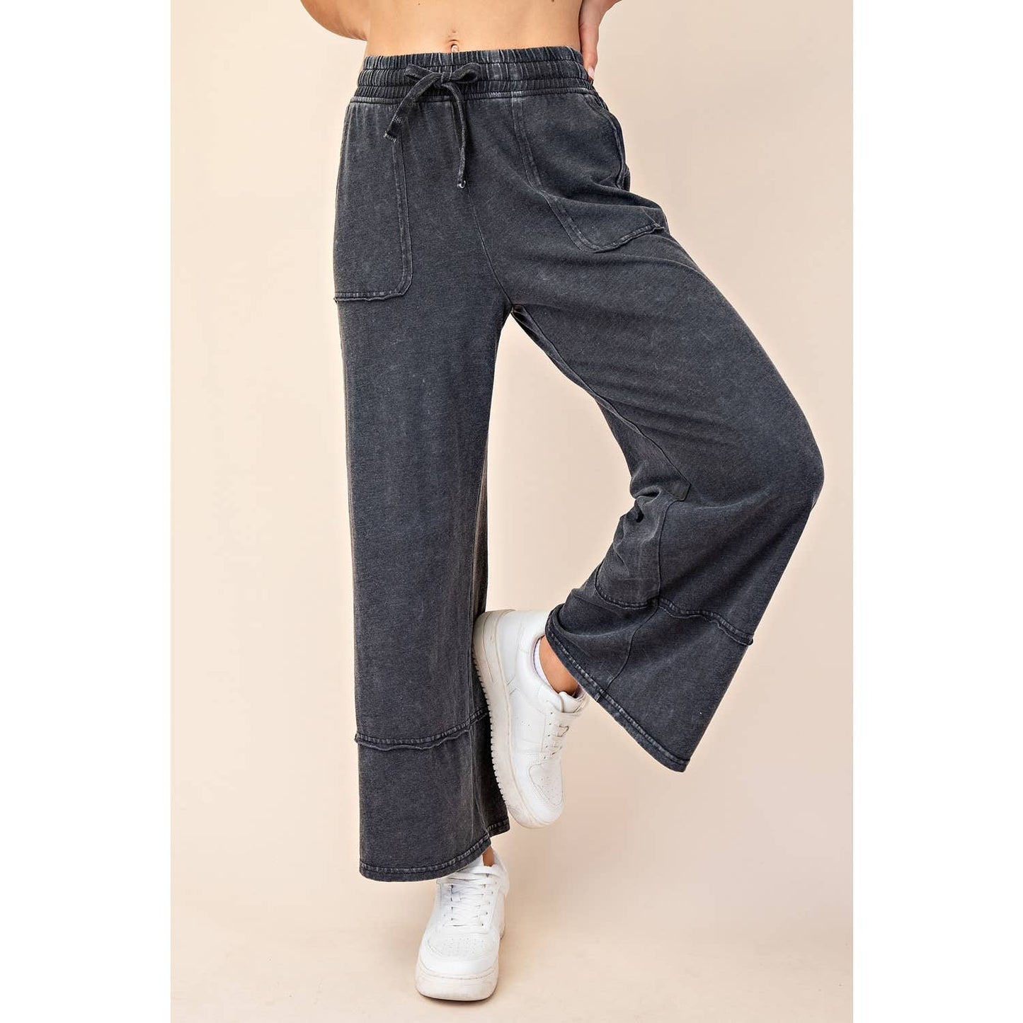 Cropped Cotton Wide Leg Pants