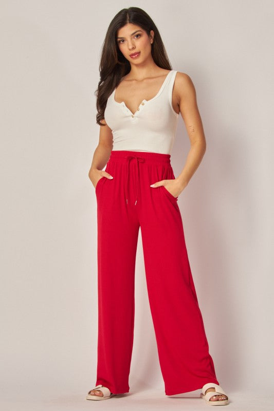 Ribbed Wide Leg Stretchy Pants