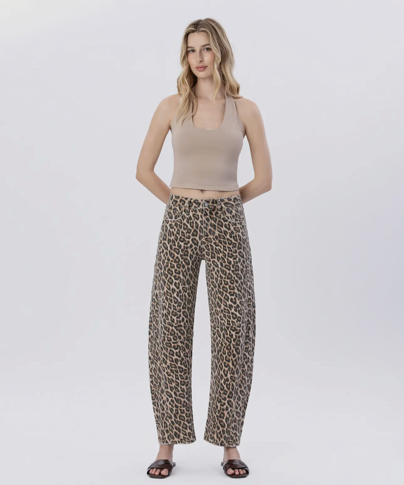 Kate High Rise Leopard Barrel Jeans