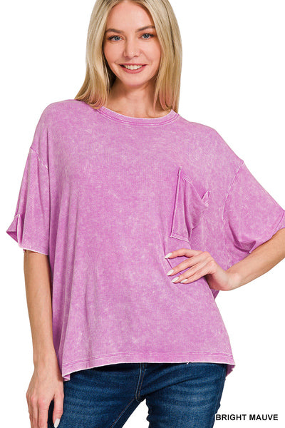 Mineral Washed Ribbed Top