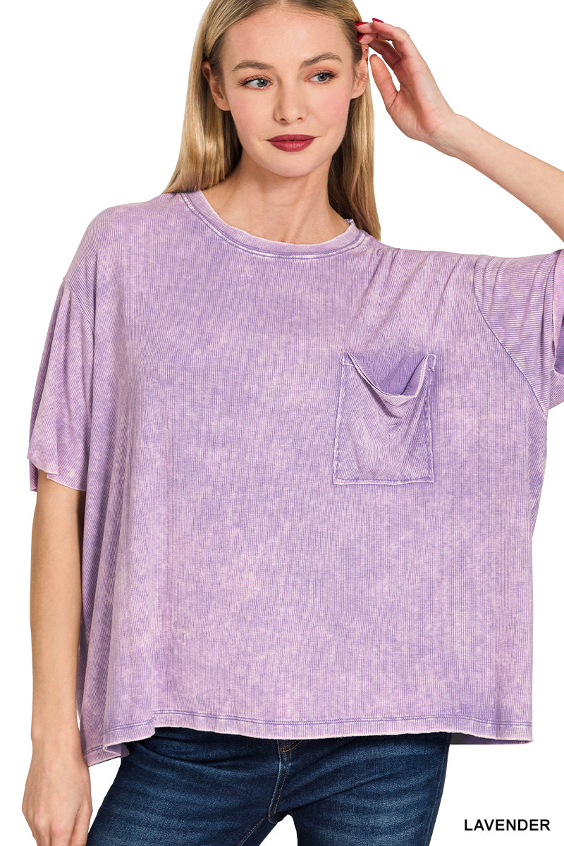 Mineral Washed Ribbed Top