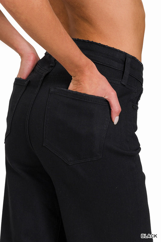 Distressed Knee Cropped Flare Jeans