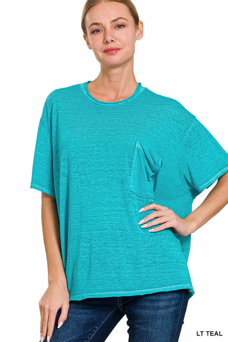 Odessa Oversized Washed Burnout Raw Edge Tee