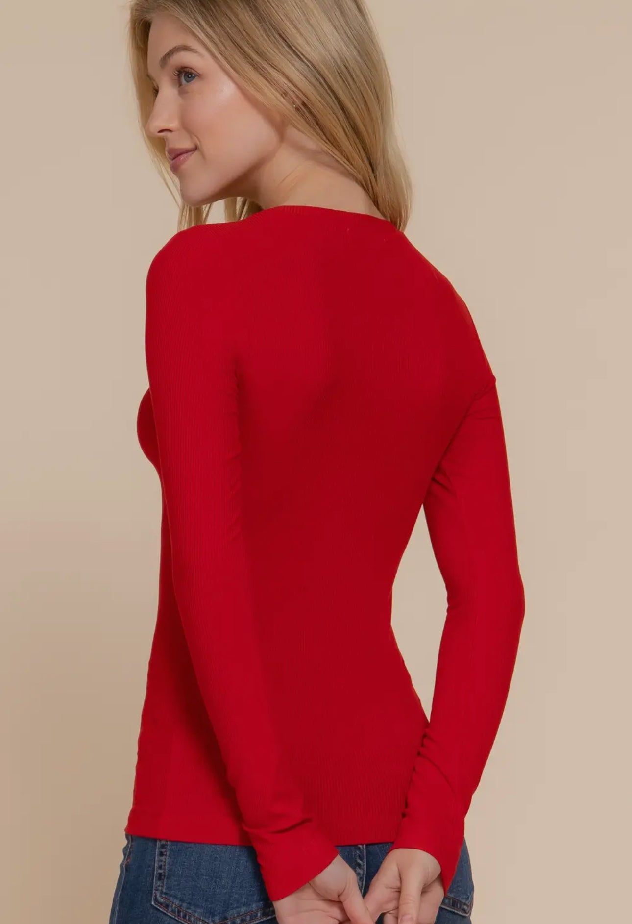 Long Sleeve Crew Neck Rib Knit Top