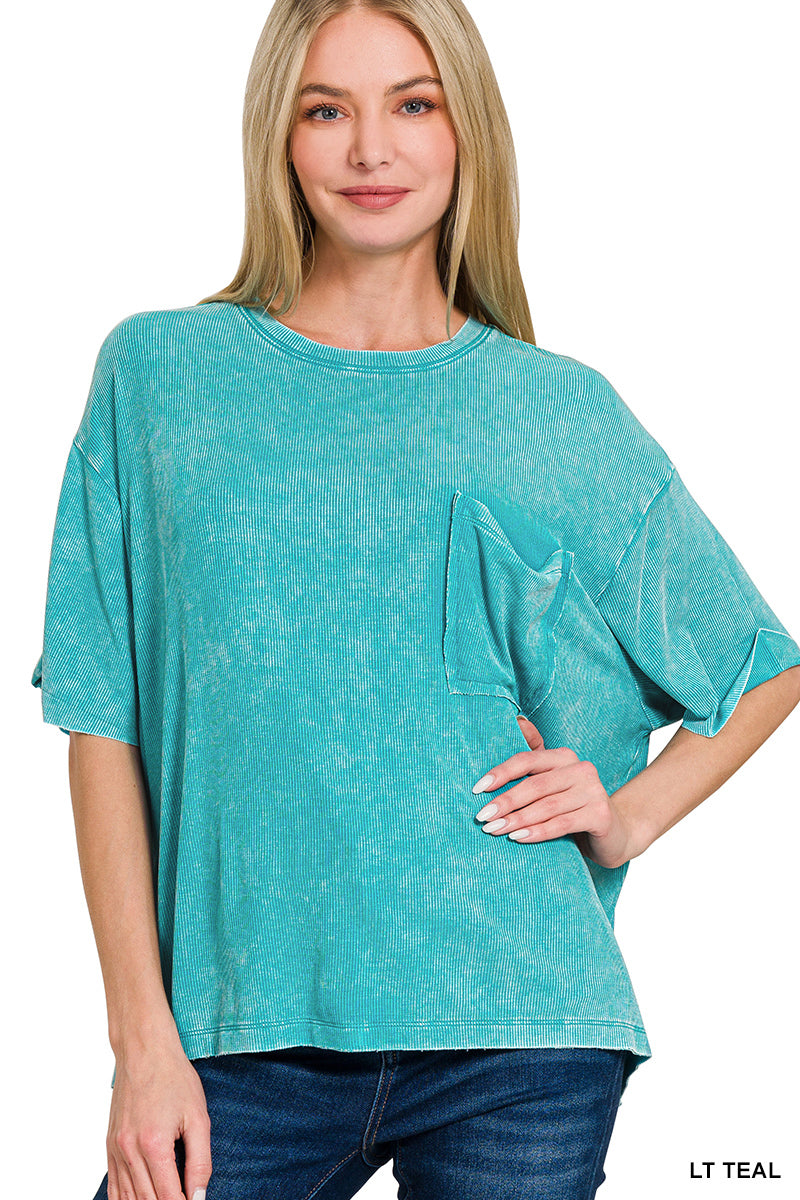 Mineral Washed Ribbed Top