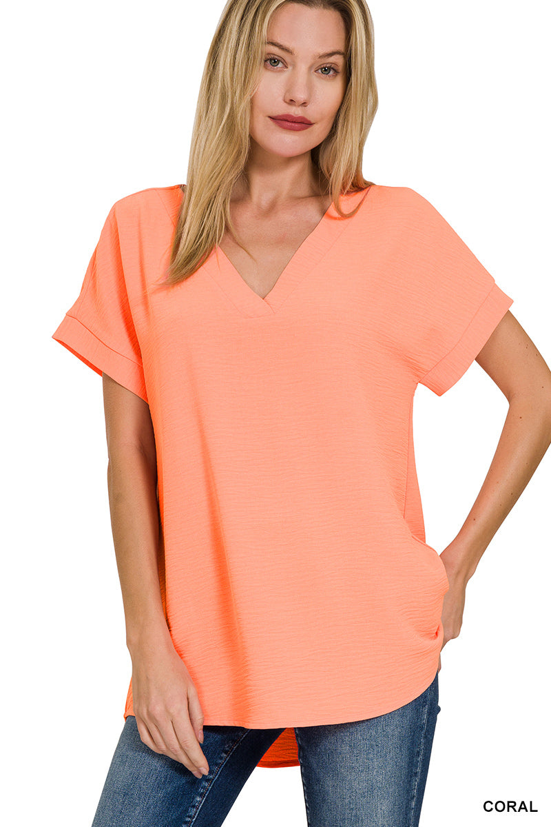 Warren Woven V-Neck Top