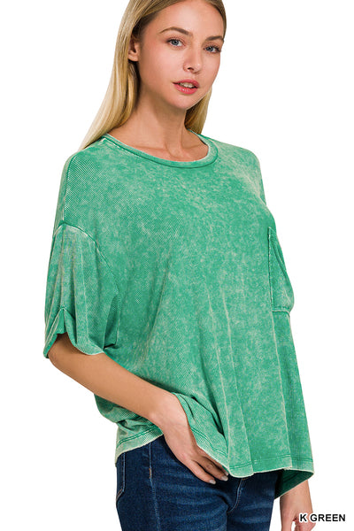 Mineral Washed Ribbed Top