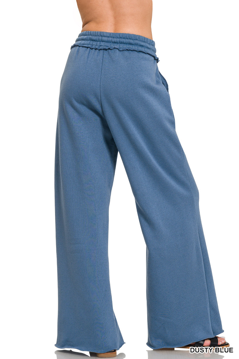 Fleece Exposed Seam Wide Leg Sweatpants