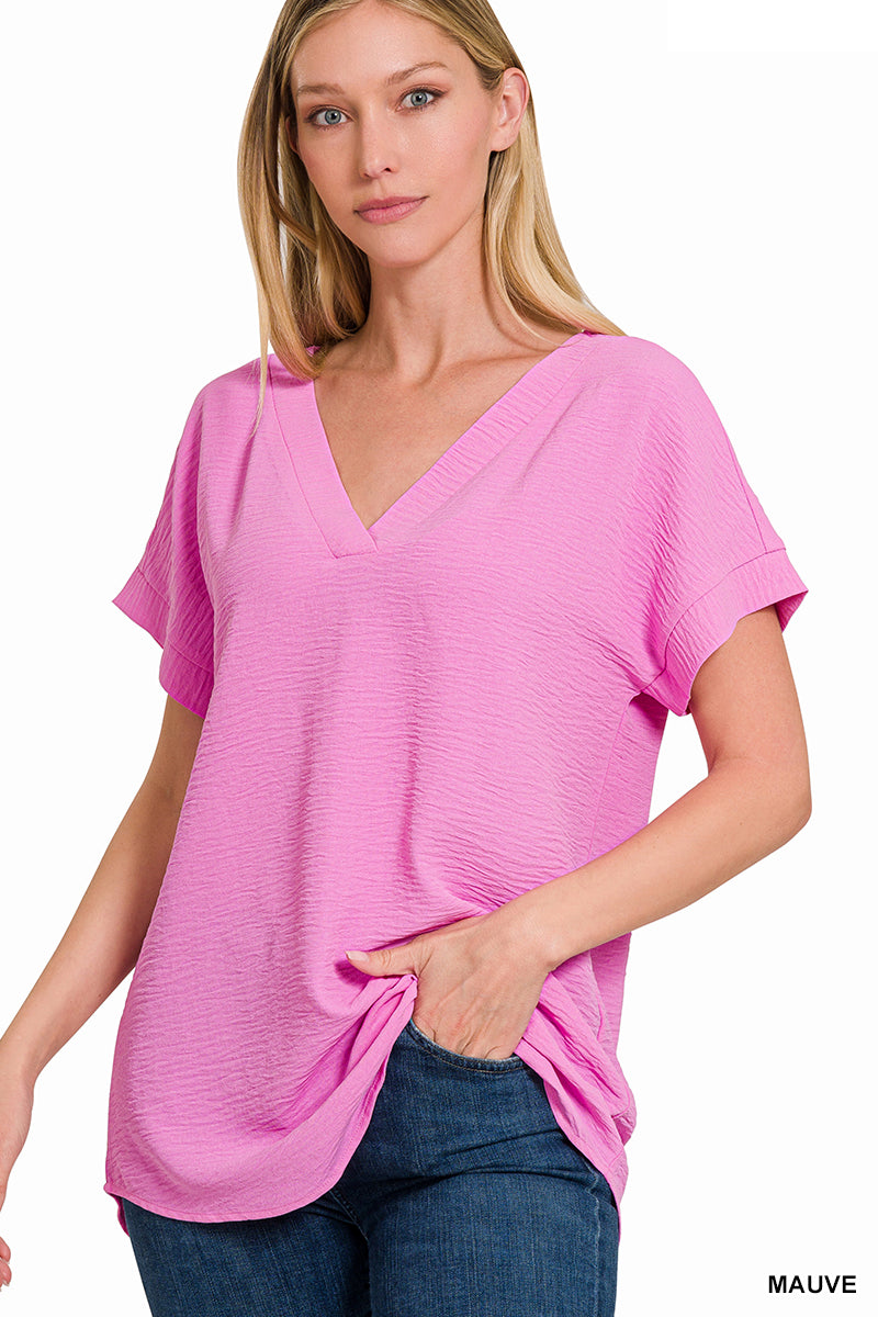 Warren Woven V-Neck Top