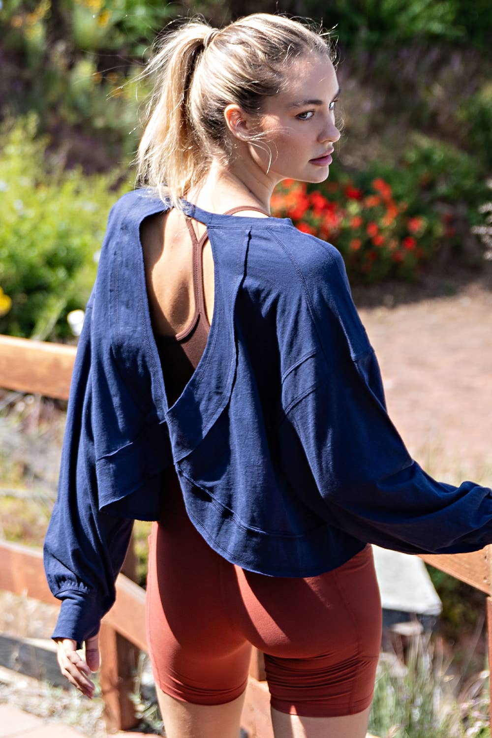Rae Mode Long Sleeve Open Back Top