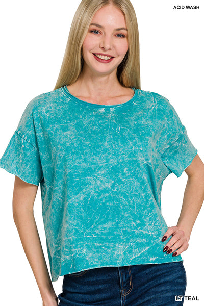 Mineral Washed Crew Neck Top