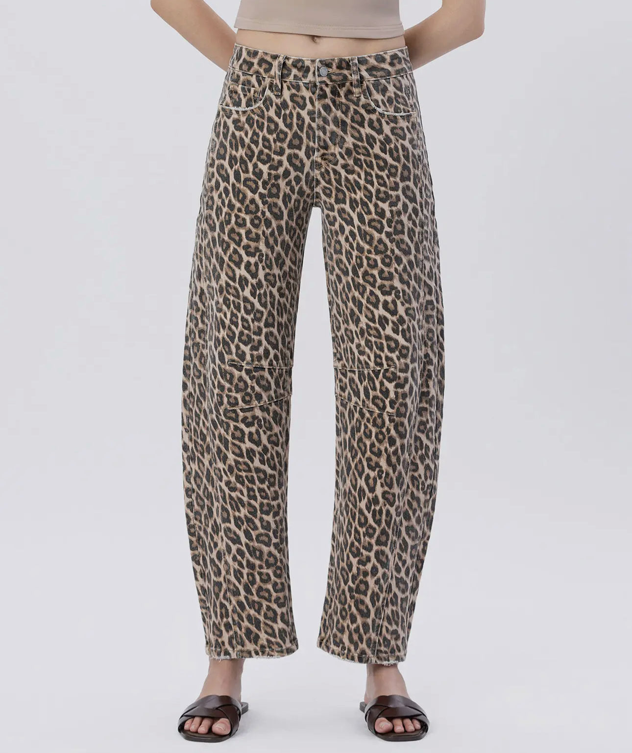 Kate High Rise Leopard Barrel Jeans