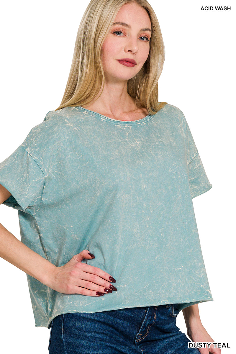 Mineral Washed Crew Neck Top