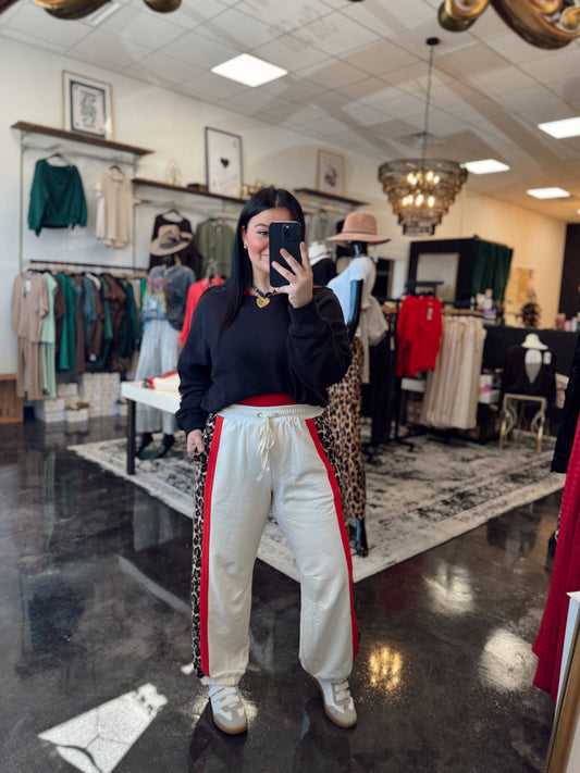 Leopard Side Track Barrel Sweatpants