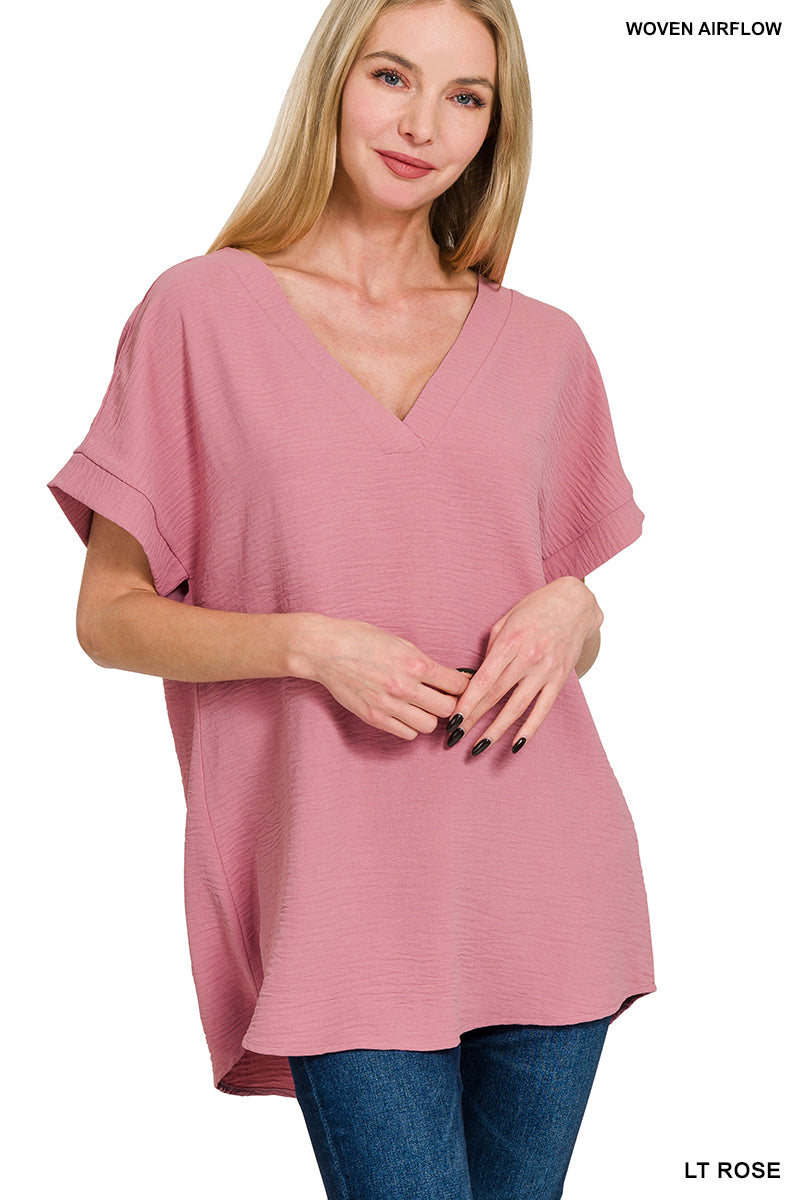 Warren Woven V-Neck Top