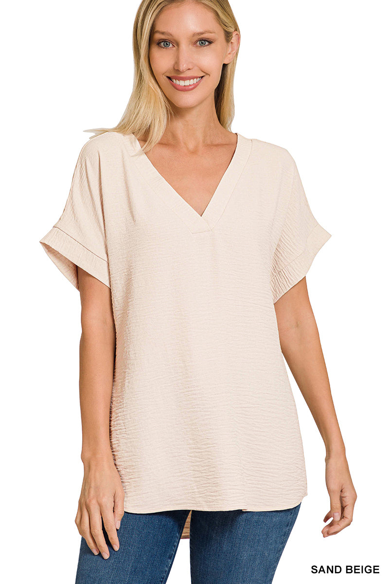 Warren Woven V-Neck Top