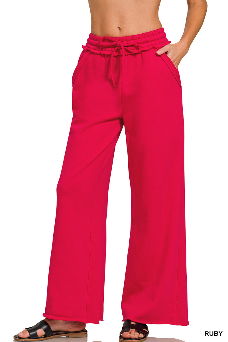 Fleece Exposed Seam Wide Leg Sweatpants