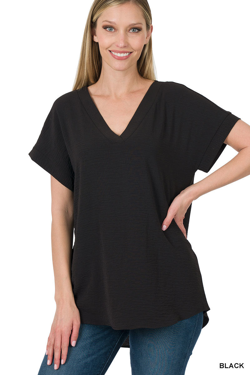 Warren Woven V-Neck Top