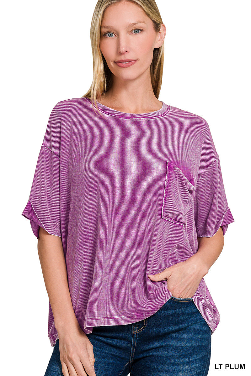 Mineral Washed Ribbed Top