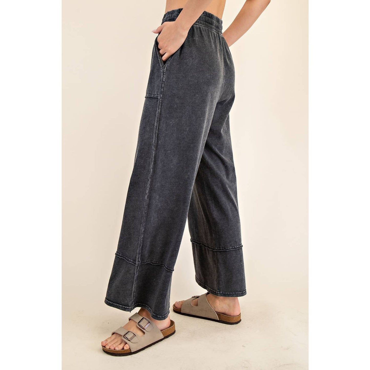 Cropped Cotton Wide Leg Pants