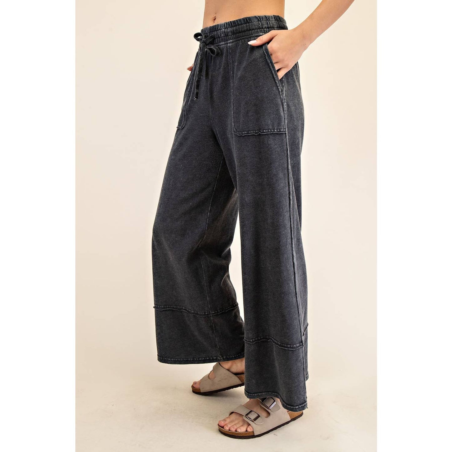 Cropped Cotton Wide Leg Pants