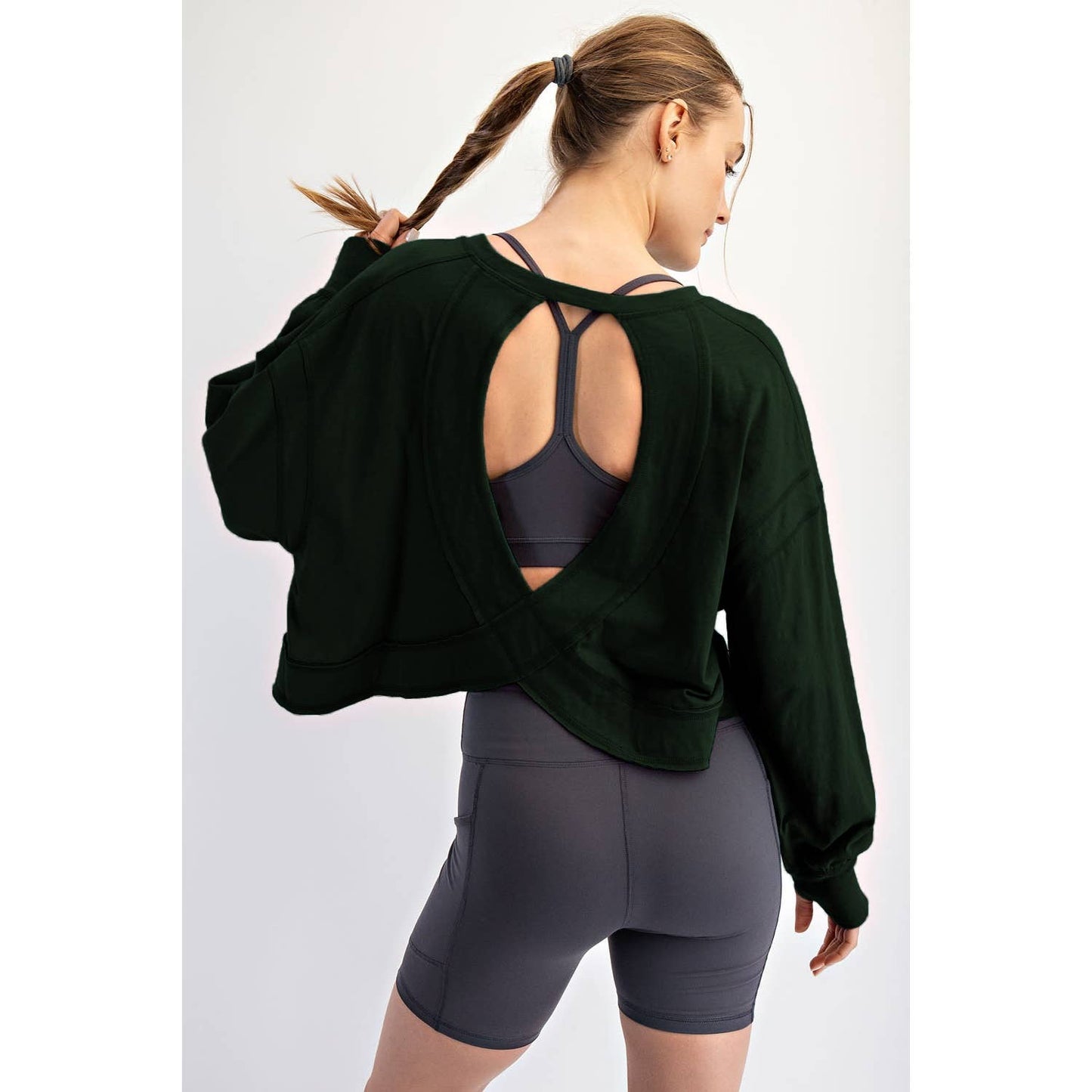 Rae Mode Long Sleeve Open Back Top