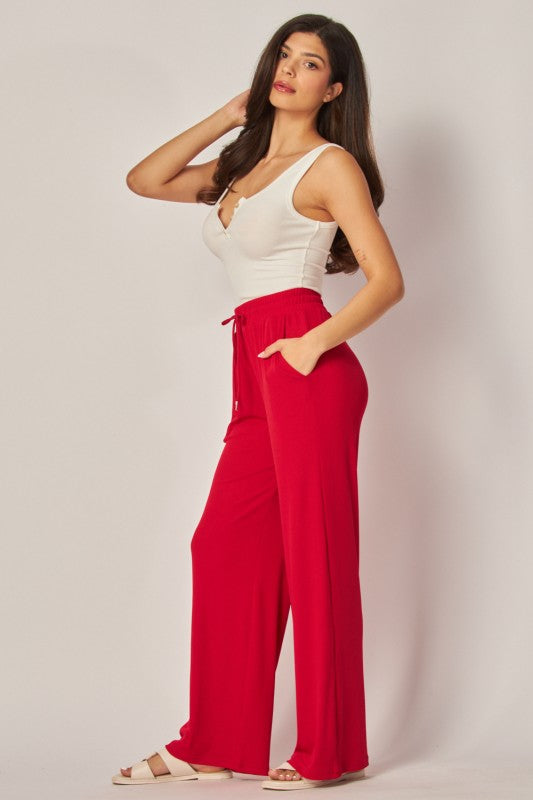Ribbed Wide Leg Stretchy Pants