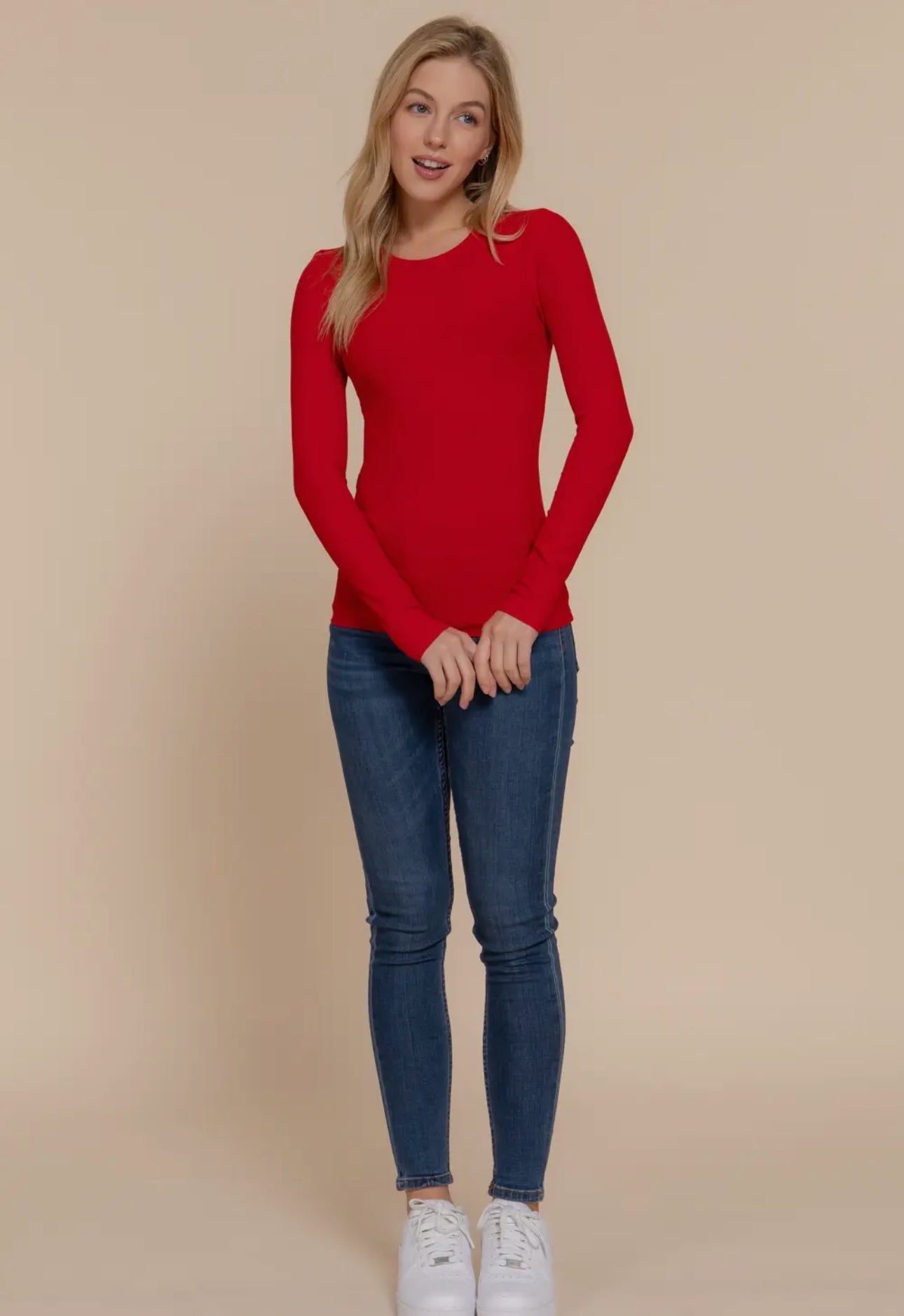 Long Sleeve Crew Neck Rib Knit Top