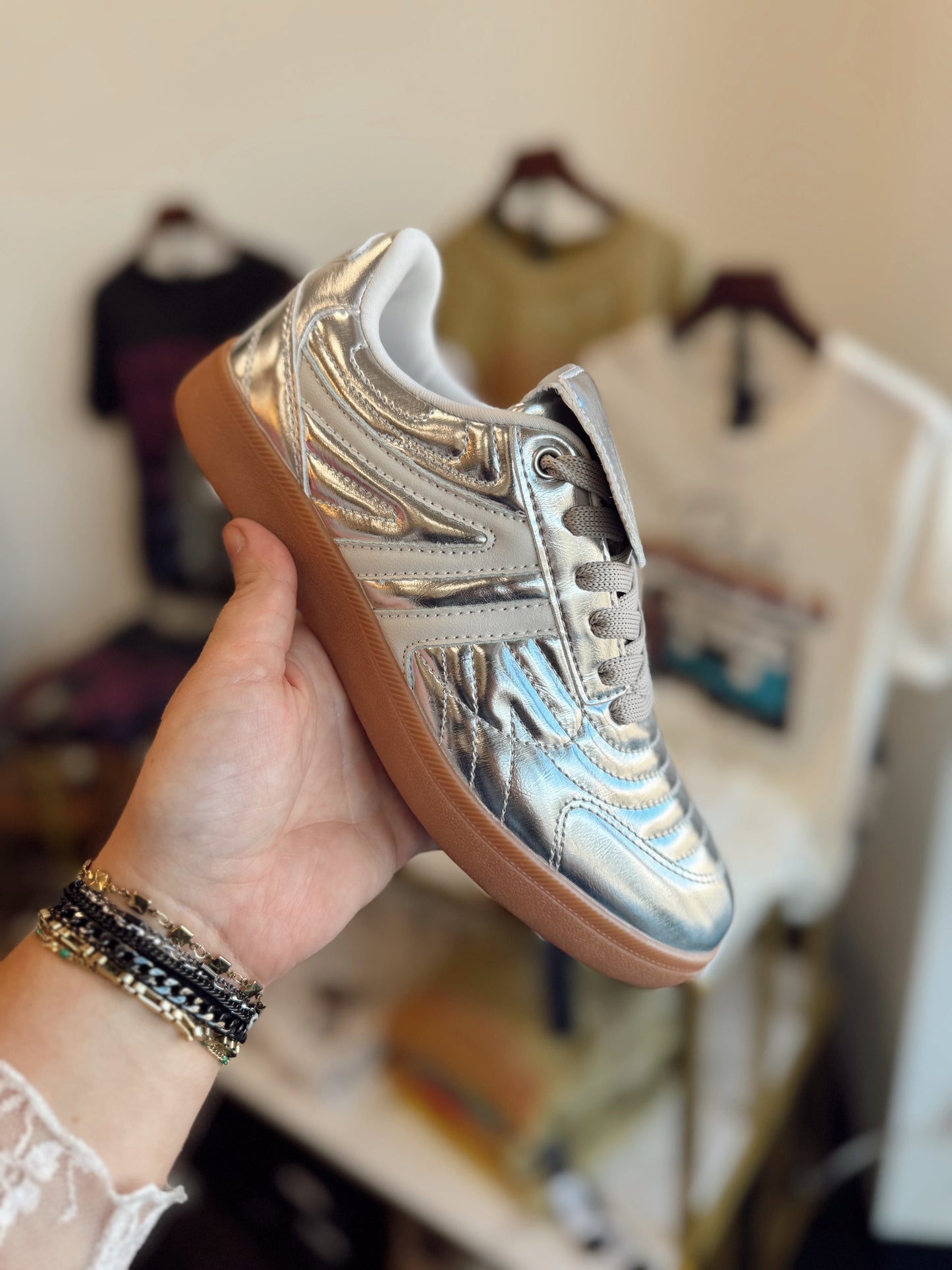 Women’s Lace Up Sneakers SILVER