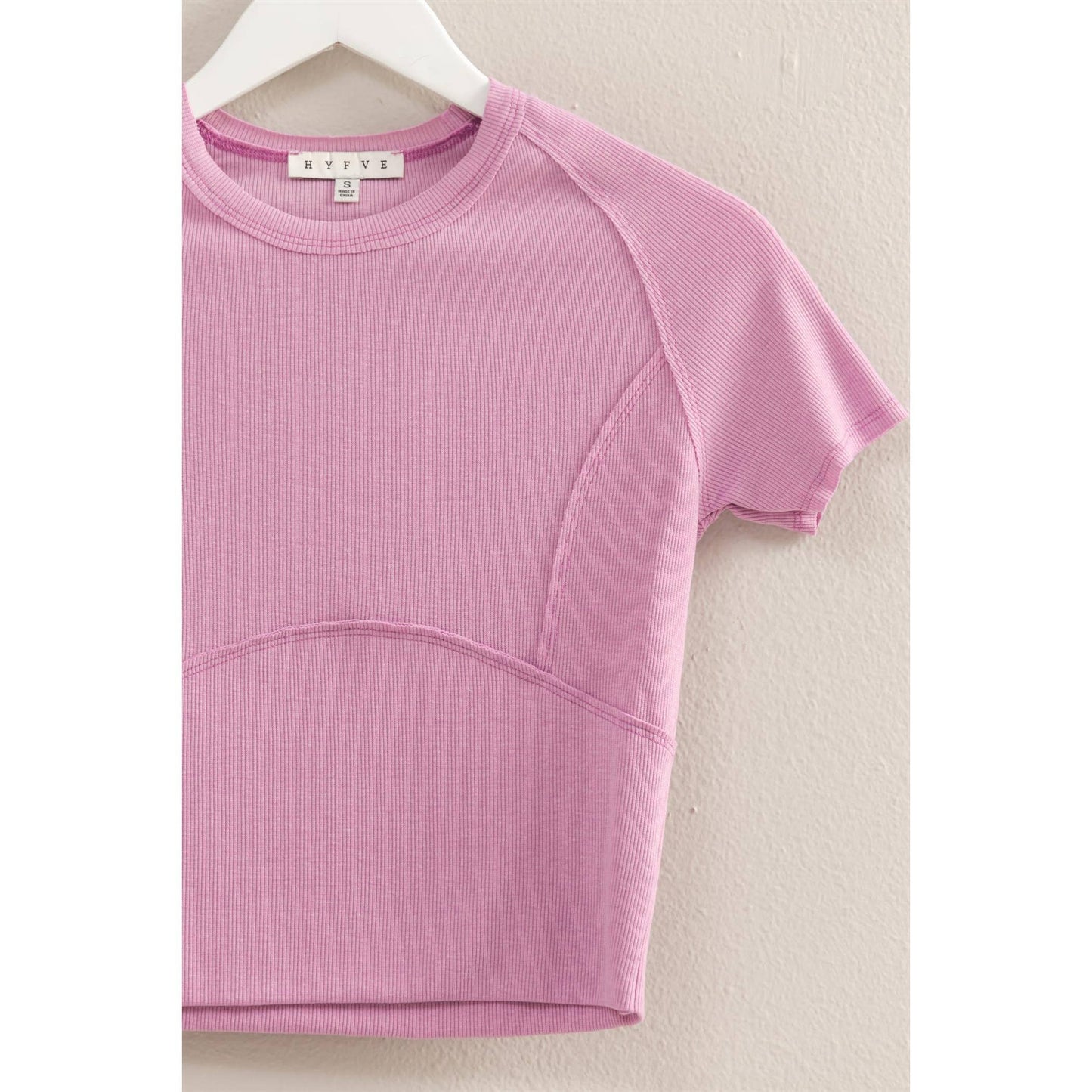 Short Sleeve Ribbed Knit Top