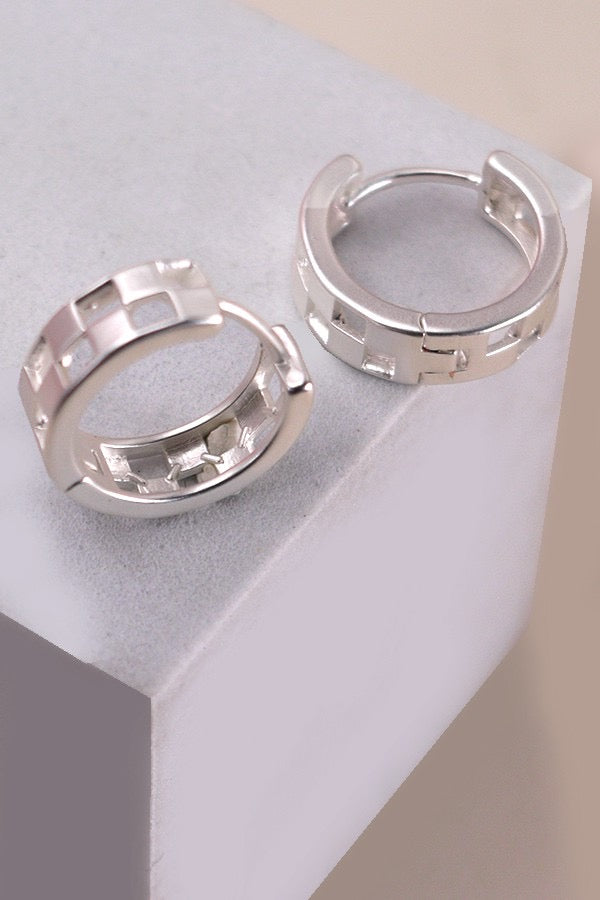 Mini Cutout Checkered Huggie Hoop Earrings