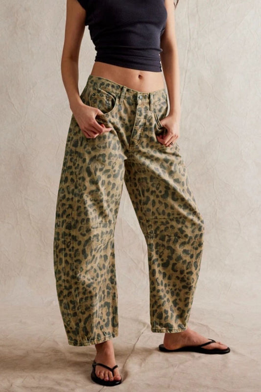 Leopard Barrel Jeans