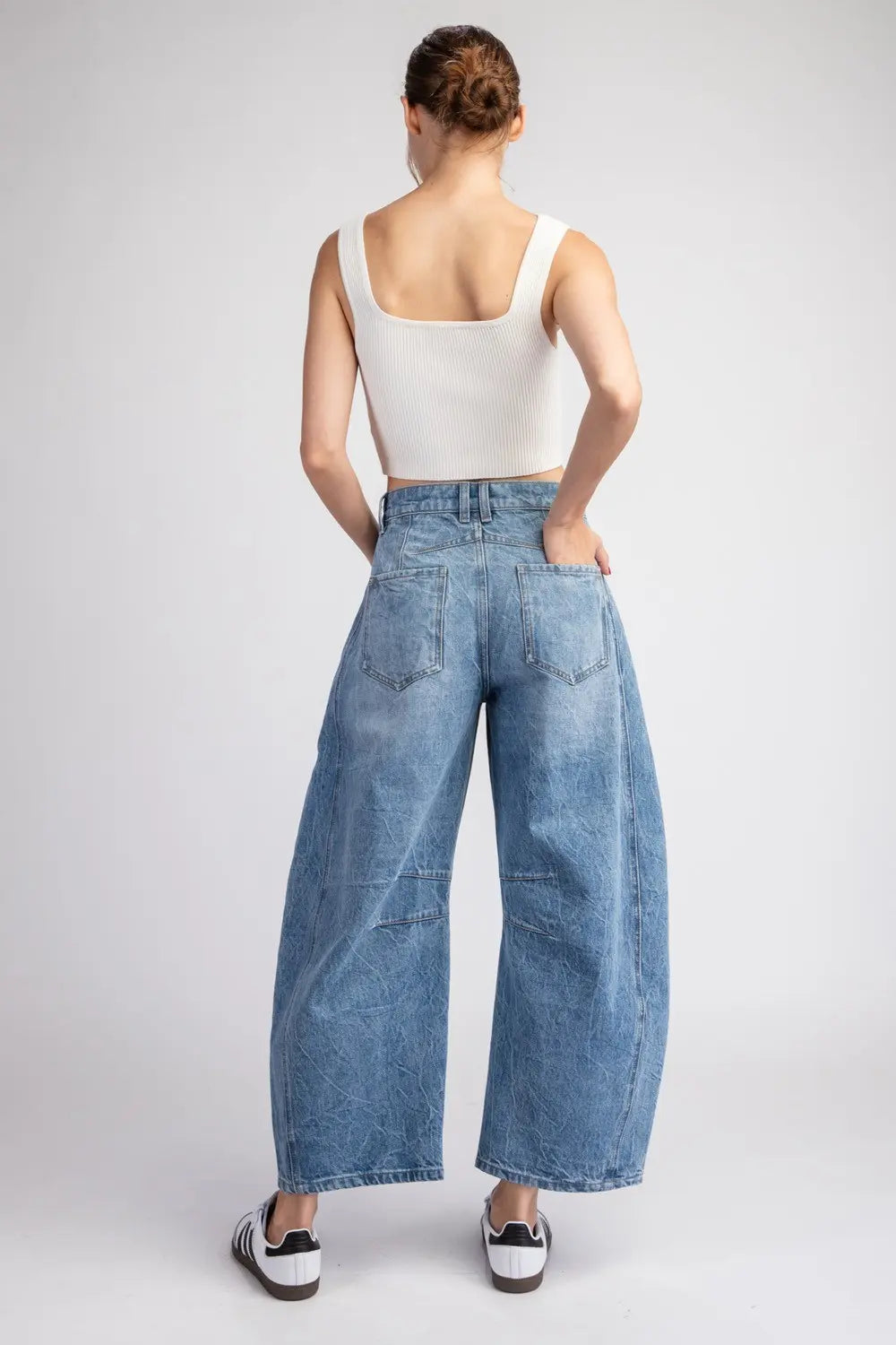 Mineral Washed Barrel Jeans