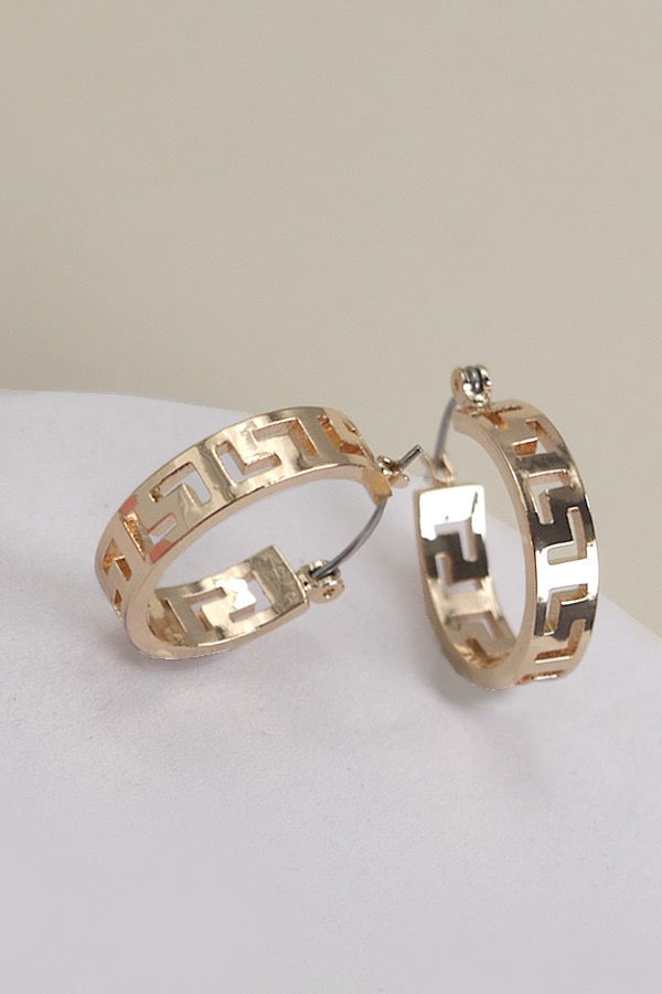 Mini Cutout Checkered Huggie Hoop Earrings