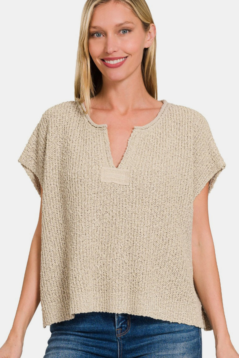 Sarah Split Neck Sweater