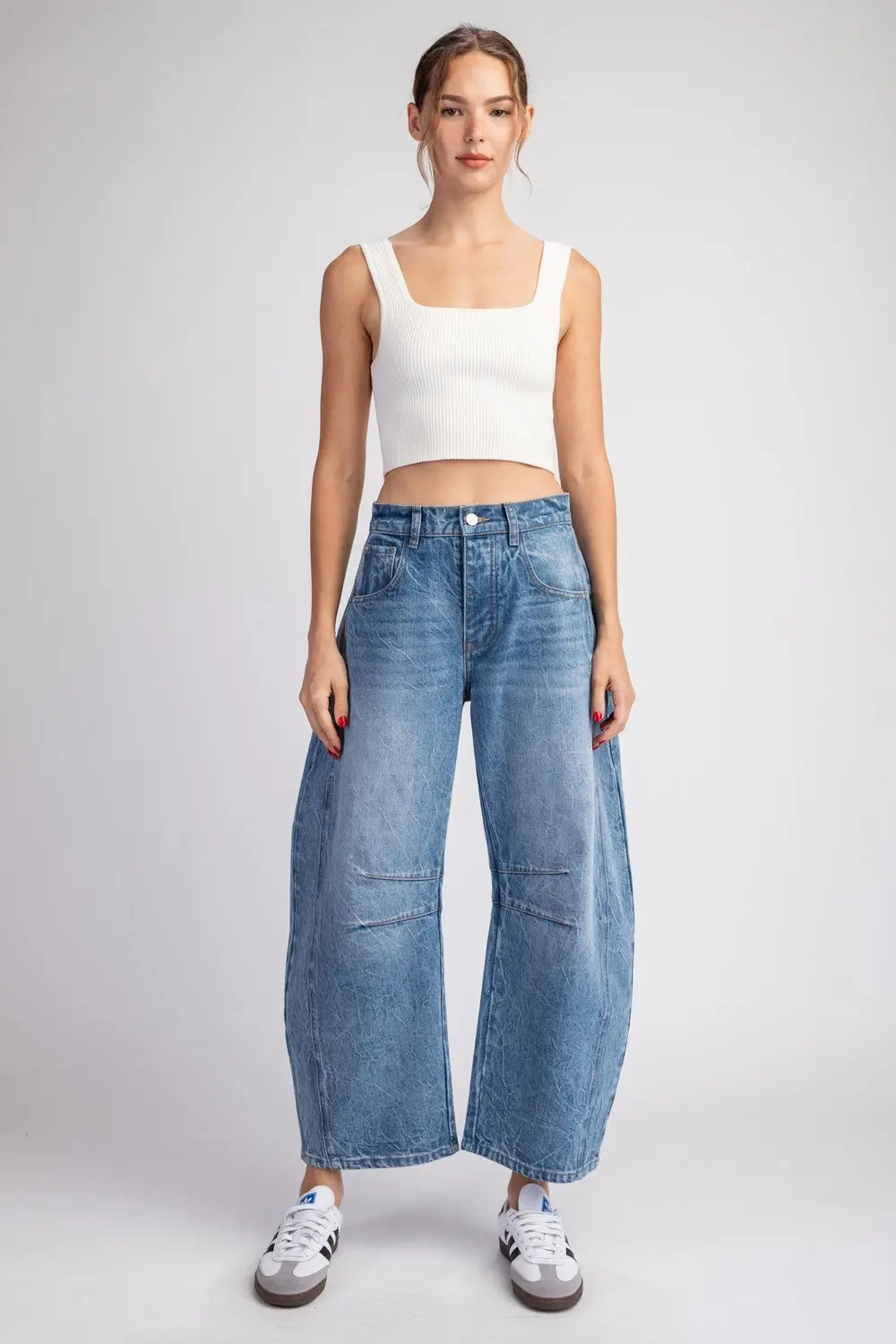 Mineral Washed Barrel Jeans