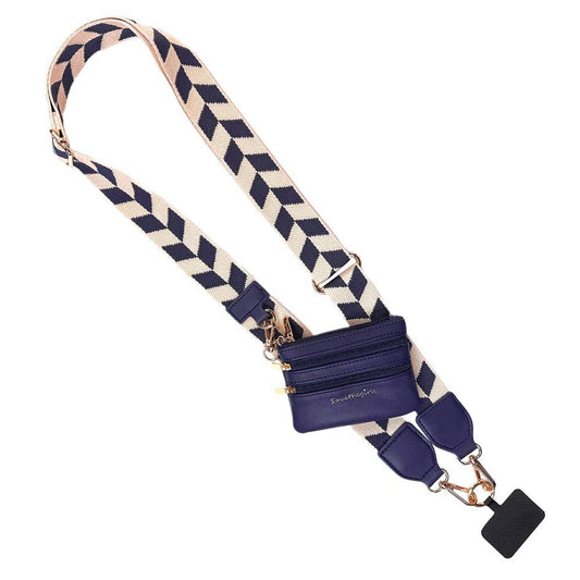 Clip & Go Strap w/Zippered Pouch Chevron: Navy/Cream Chevron