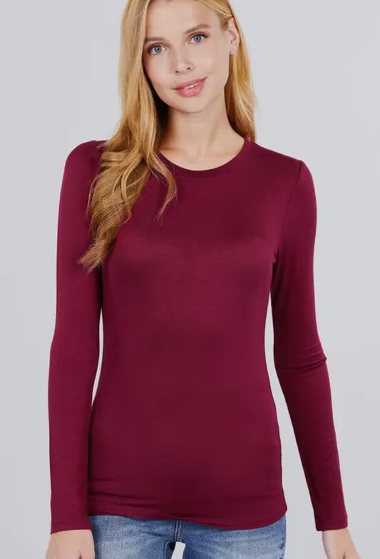 Long Sleeve Crew Neck Rayon Top