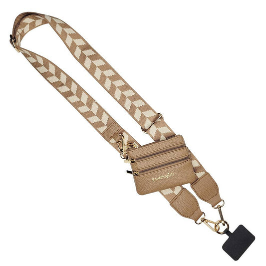 Clip & Go Strap w/Zippered Pouch Chevron: Brown/Cream Chevron