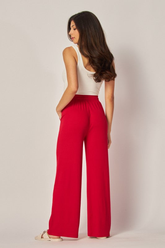 Ribbed Wide Leg Stretchy Pants