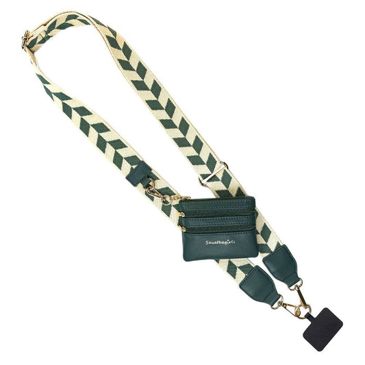 Clip & Go Strap w/Zippered Pouch Chevron: Green/Cream Chevron