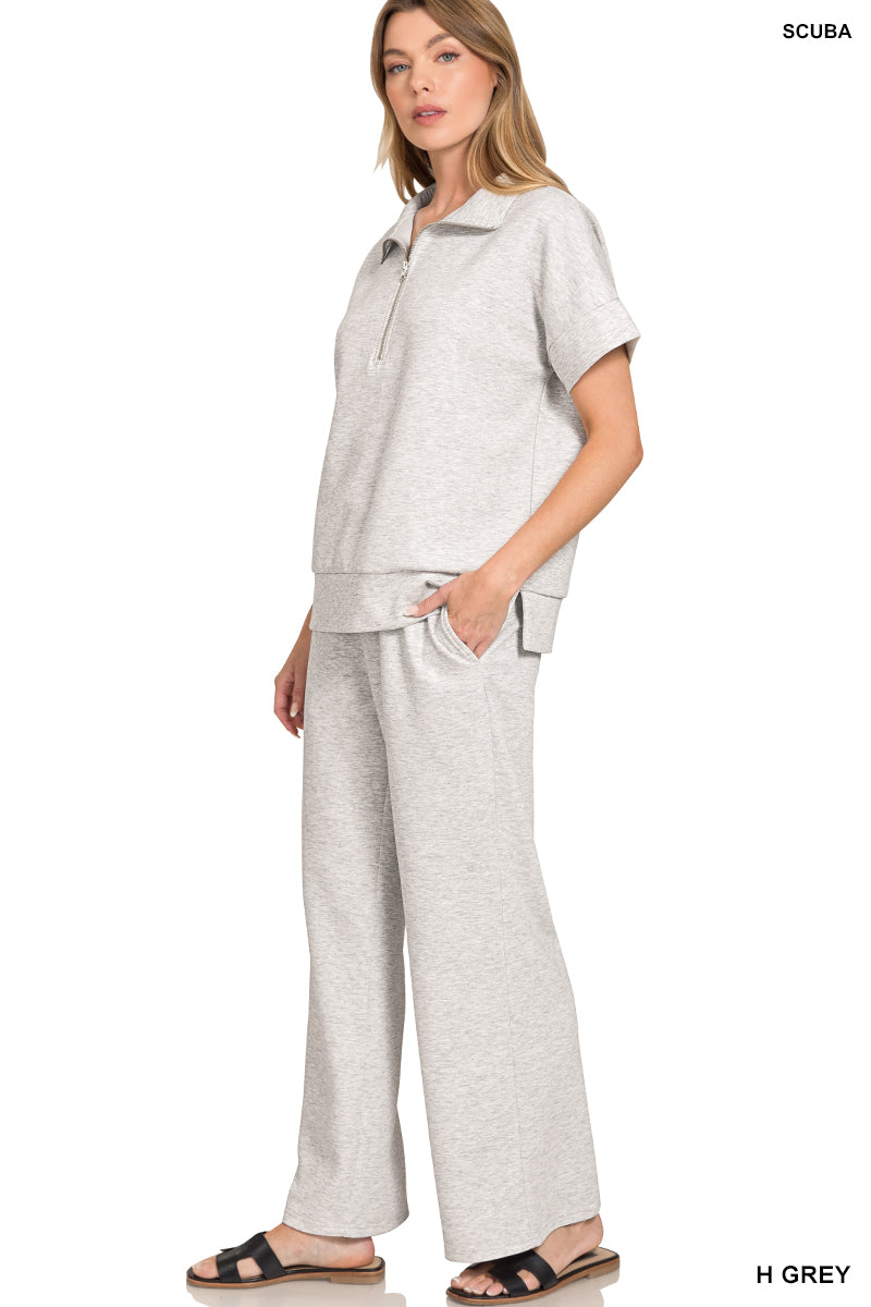 Scuba High Neck Half Zip Top & Pants Set