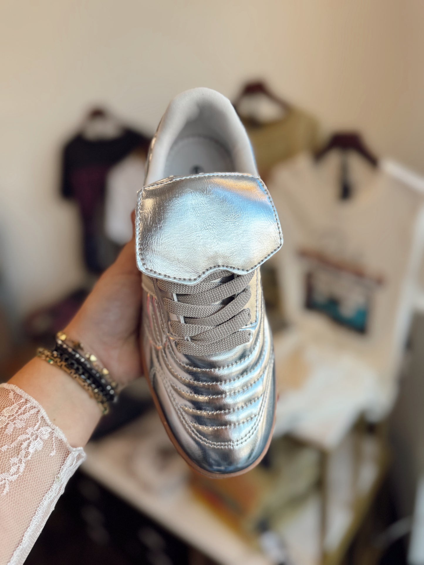 Women’s Lace Up Sneakers SILVER
