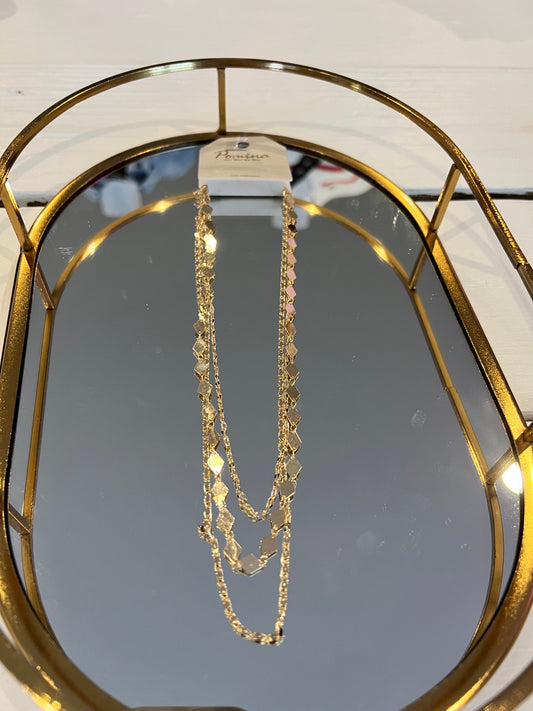 Gold Triple Chain Layered 16”-18” Necklace